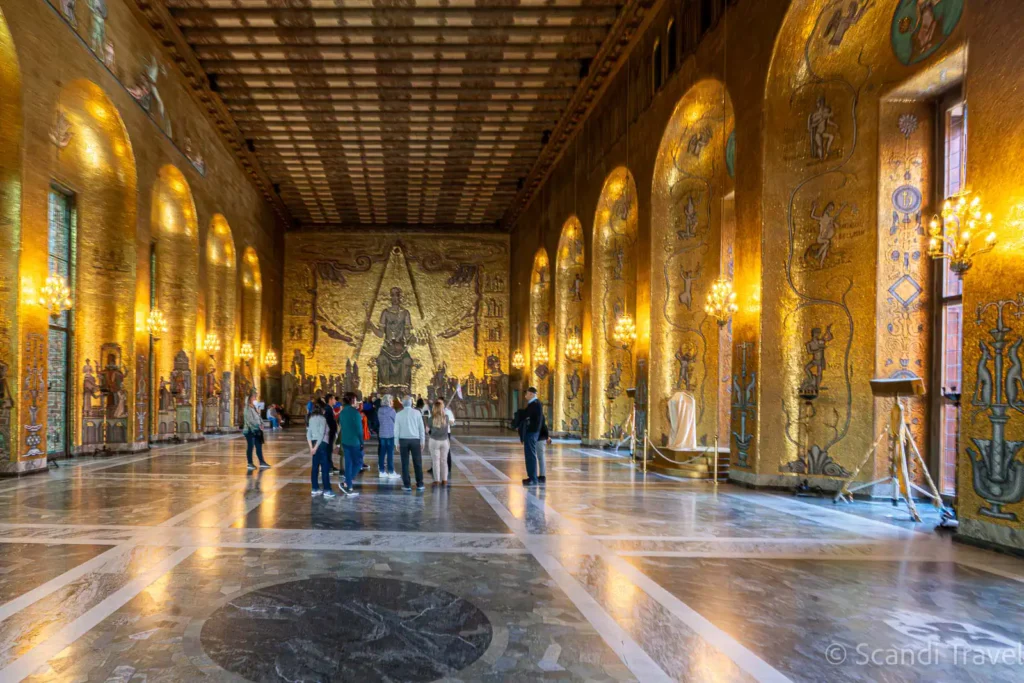 Golden Hall (Gyllene salen) inside Stockholm City Hall – venue of the Nobel Prize banquet
