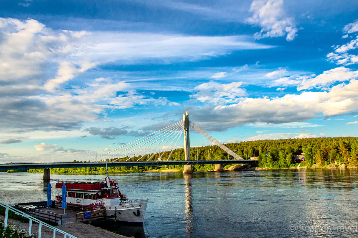 Rovaniemi bridge over Kemijoki River on a summer evening in Finnish Lapland
