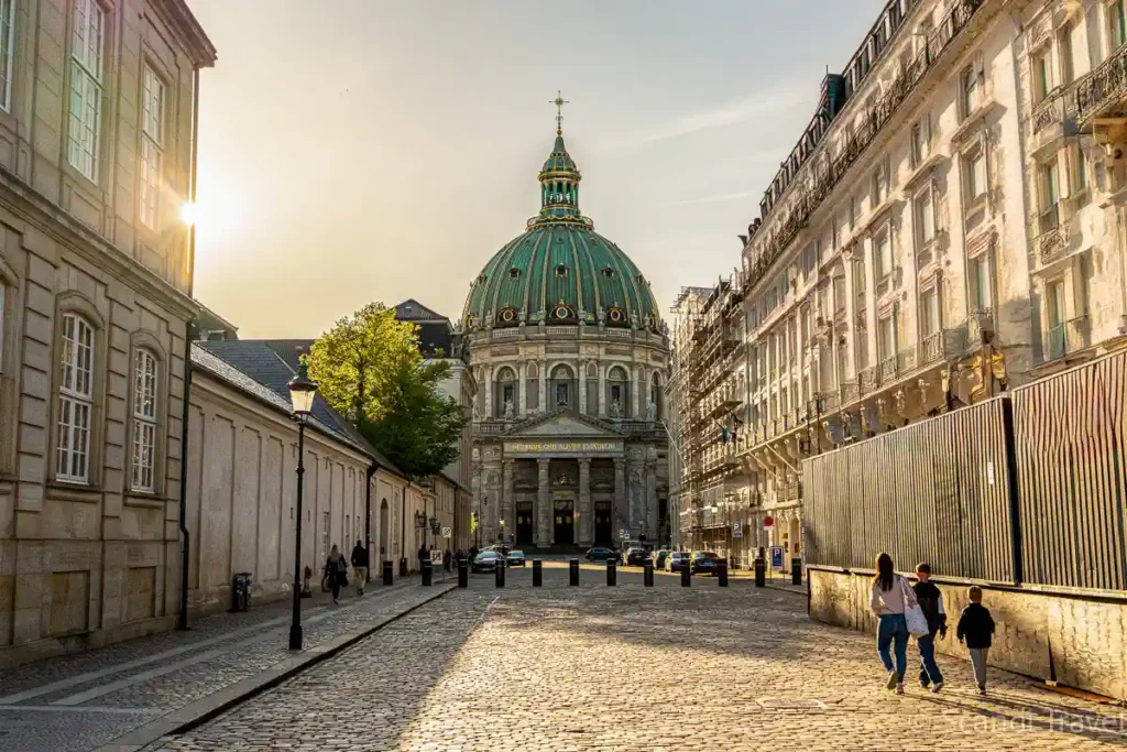 Sunset dome of Frederiks Church in Copenhagen on Day 1 of Scandi Travel’s 10-day Scandinavia & Iceland tour
