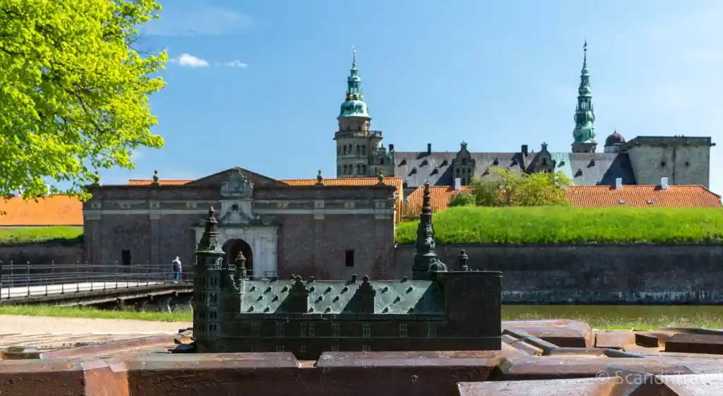 Bronze scale model and view of Kronborg Castle at Helsingør on Day 2 of Scandi Travel’s 10-day Scandinavia & Iceland tour