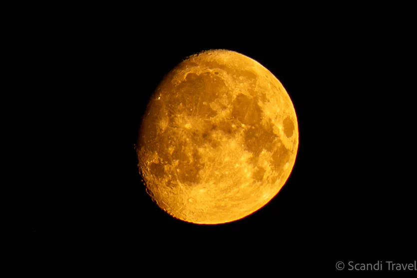 Blood moon rising over Finland night sky