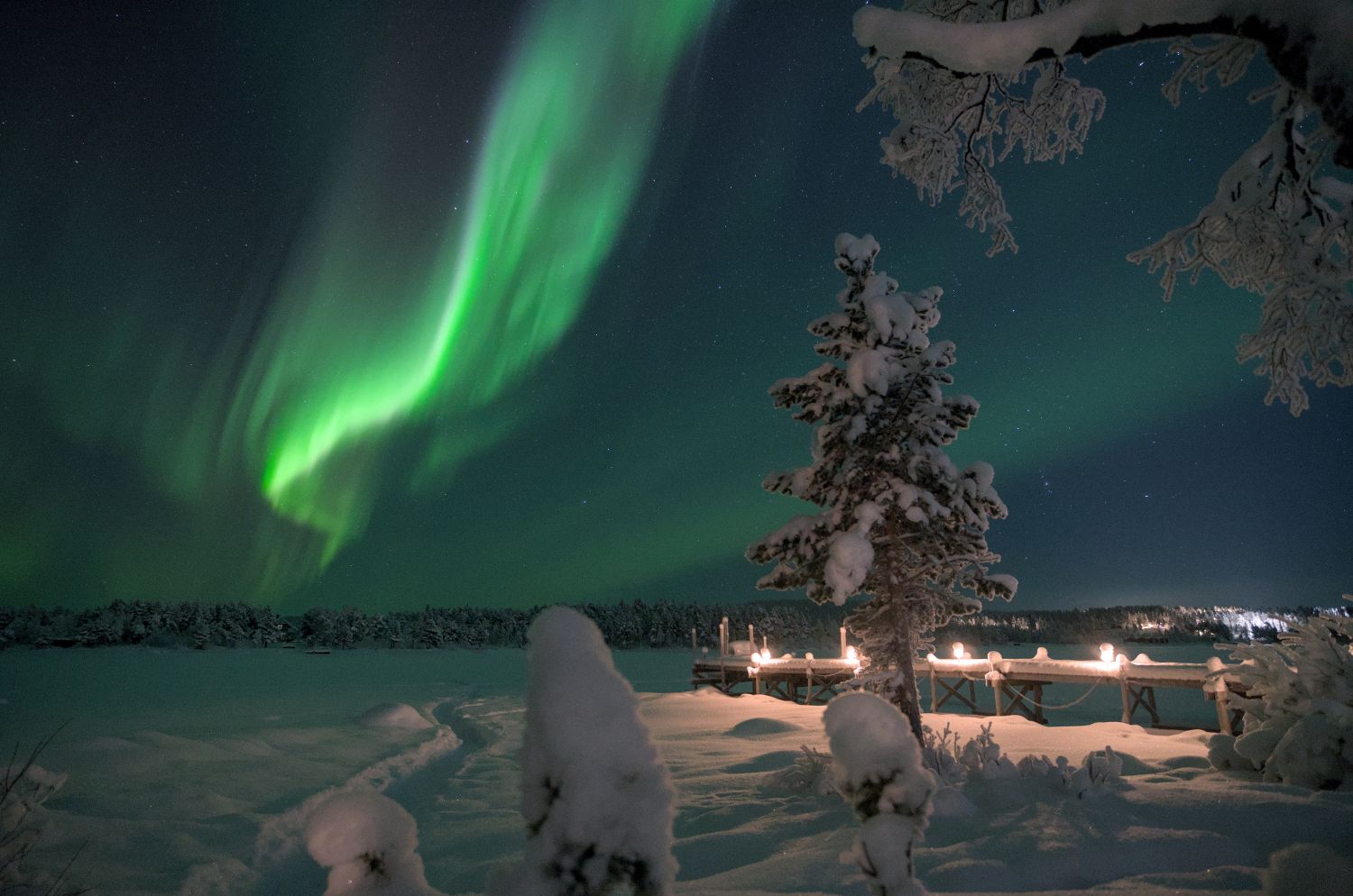 Northern lights in Northern in Kiruna, Sweden